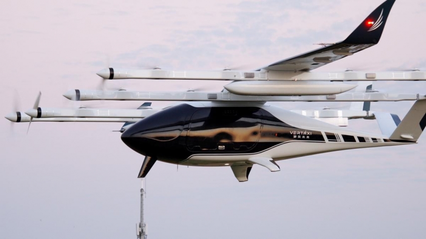 China's first domestically developed 2-ton electric vertical take-off and landing aircraft, or eVTOL, completed its maiden flight early in October 2023. [Photo provided to chinadaily.com.cn]